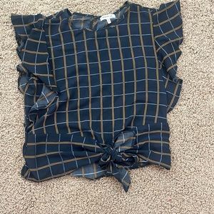 Women’s blouse, navy & yellow